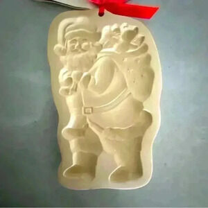 Vintage Brown Bag Cookie Art Ceramic Santa Cookie Mold NWT